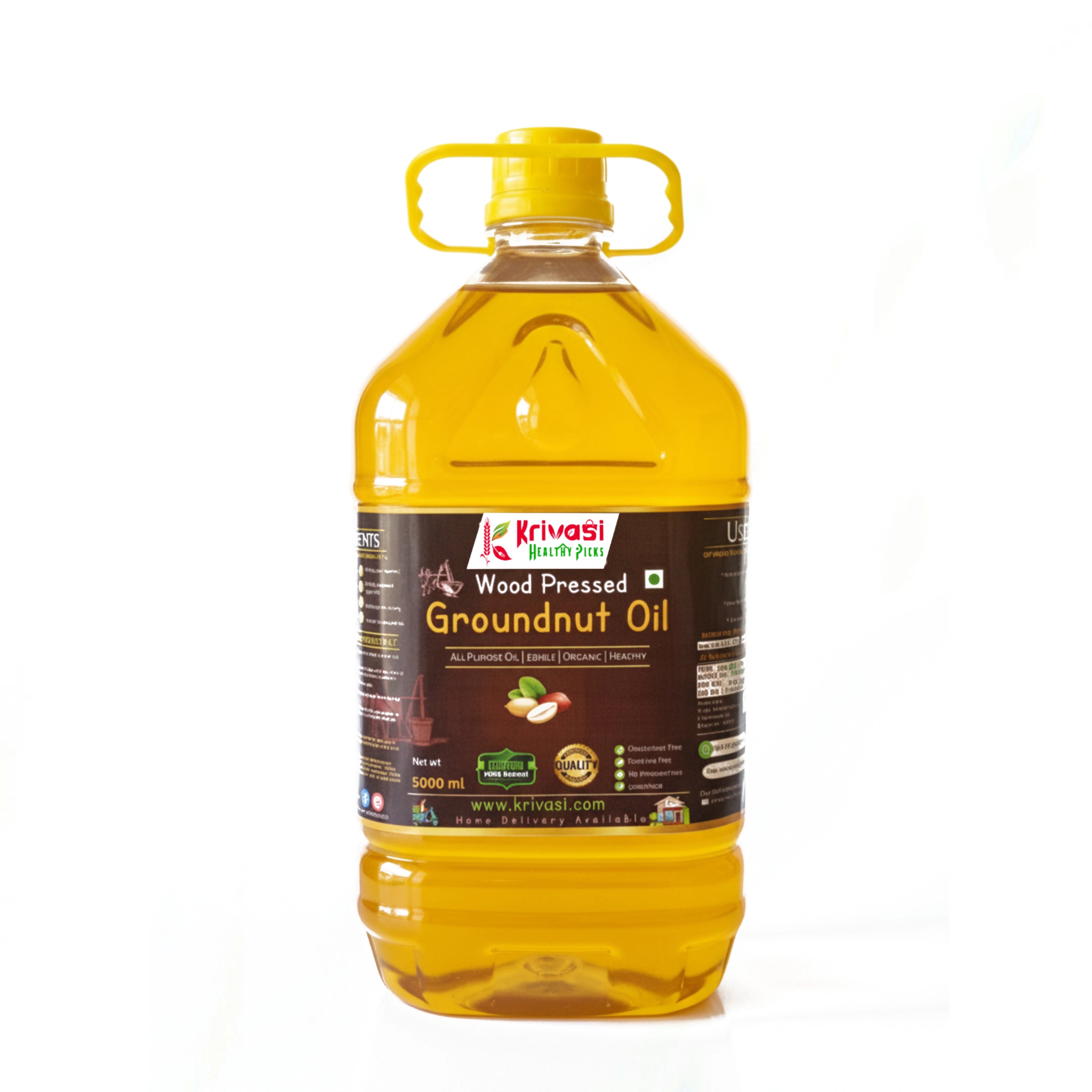 5 L Wood Pressed Groundnut Oil -in a Single 5 L Bottle