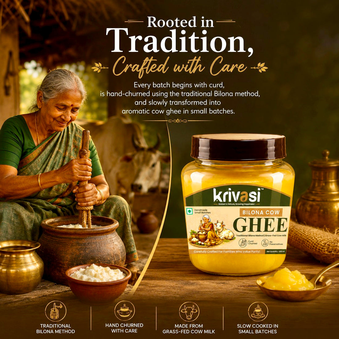 Grandma’s Bilona Pure Cow Ghee – 500 ml
