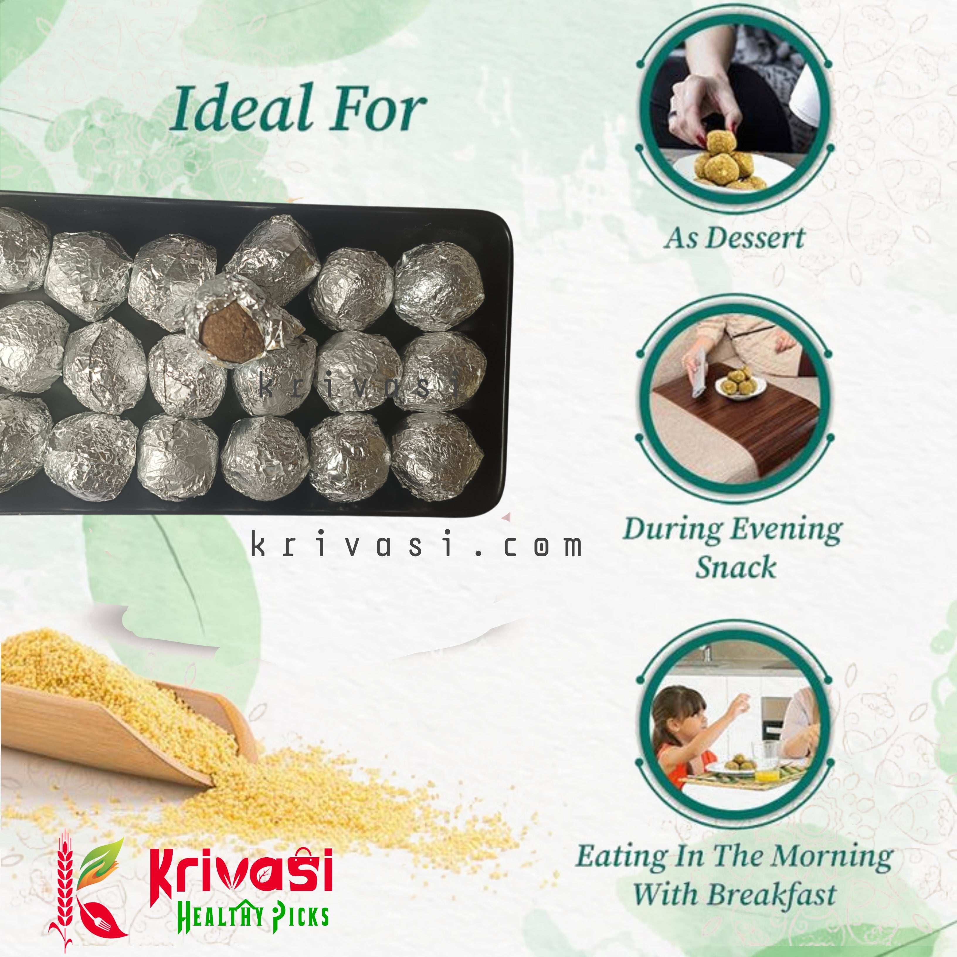 Multi Millet Laddu | Mixture of Pearl, Raagi and Foxtail millet Laddu