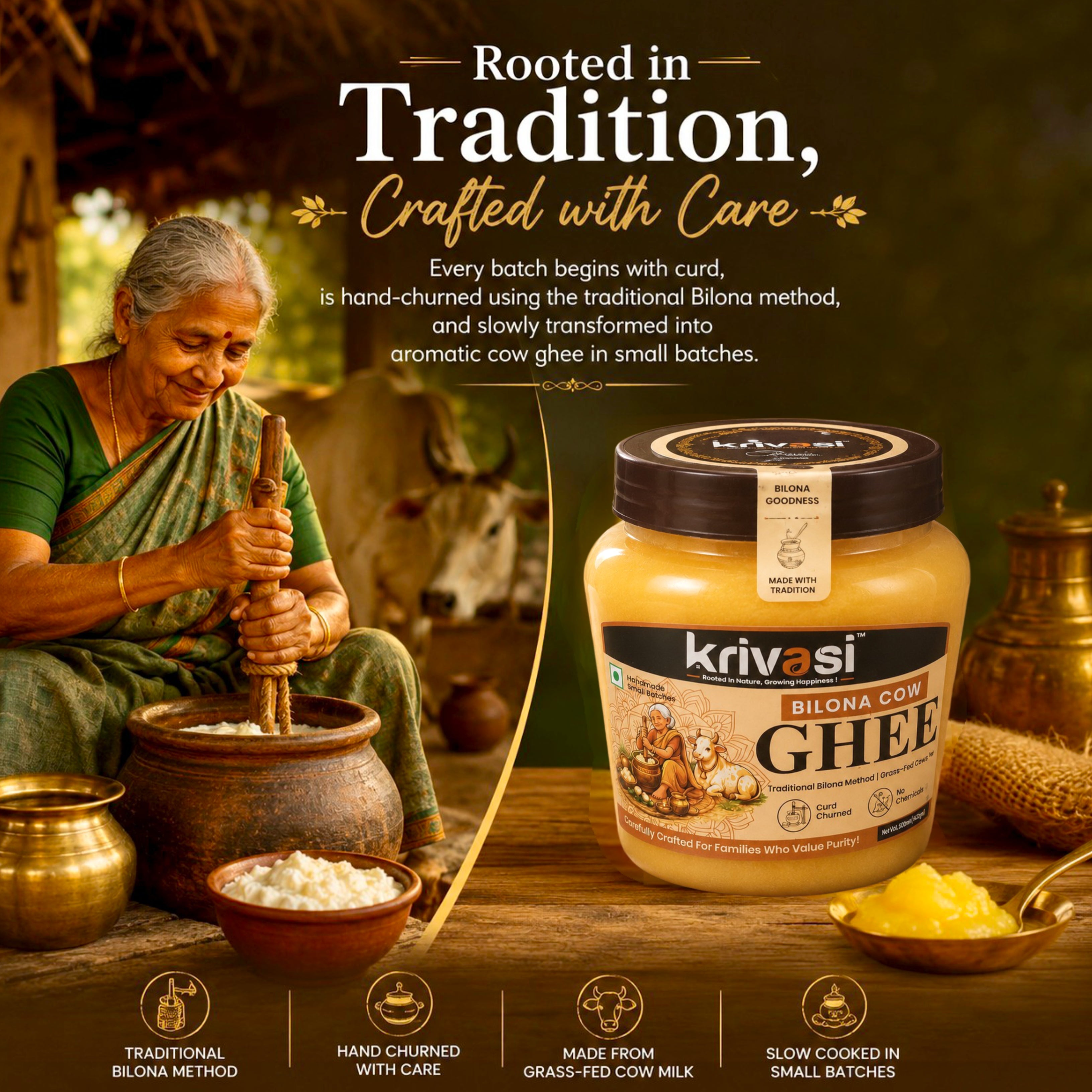 Deal of the Day: ₹Save 301 + Long Spoon Free | 1.5L Liquid Gold Village- Grandma’s Bilona Pure Cow Ghee