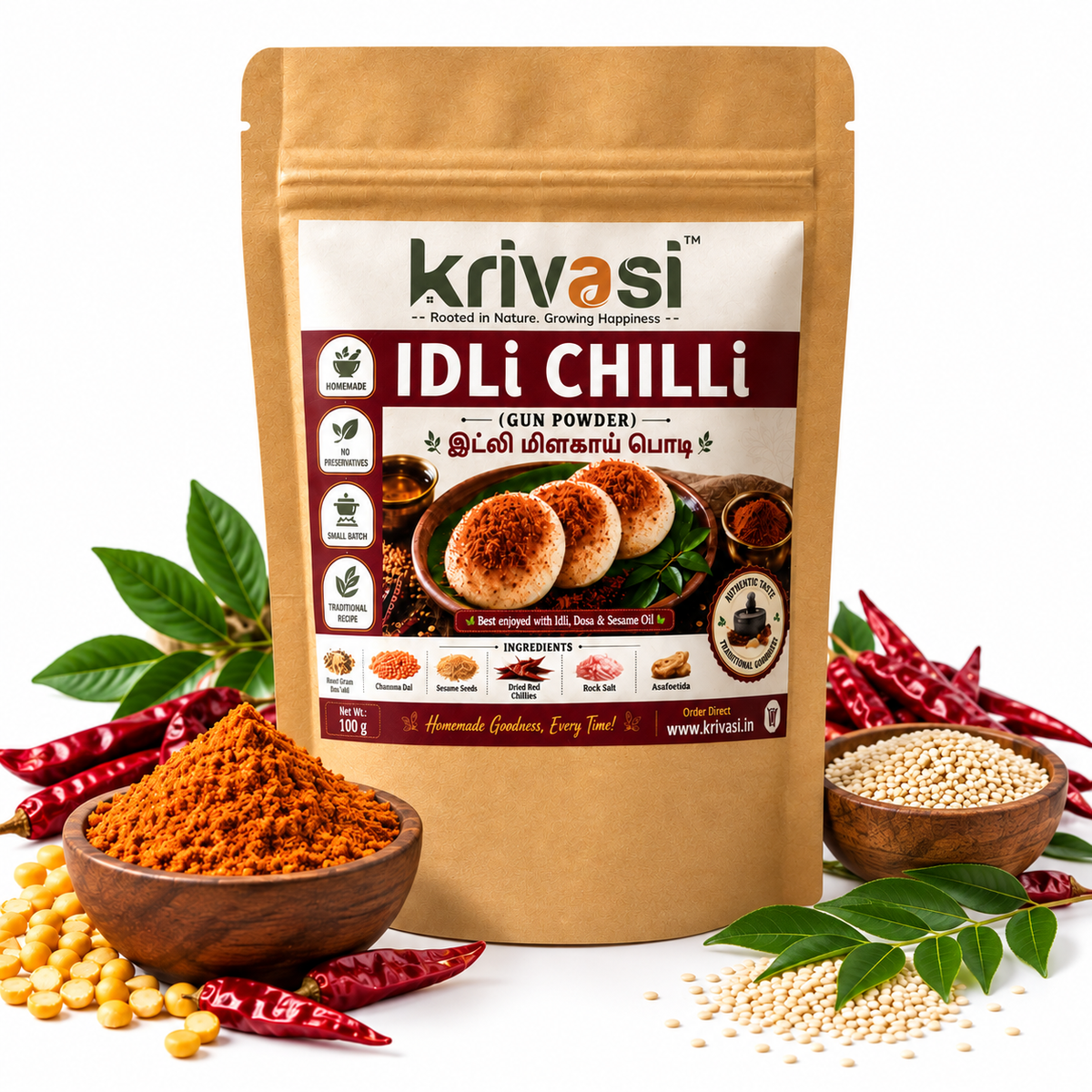 Grandma’s Homemade Idli Chilli Podi – 100 g