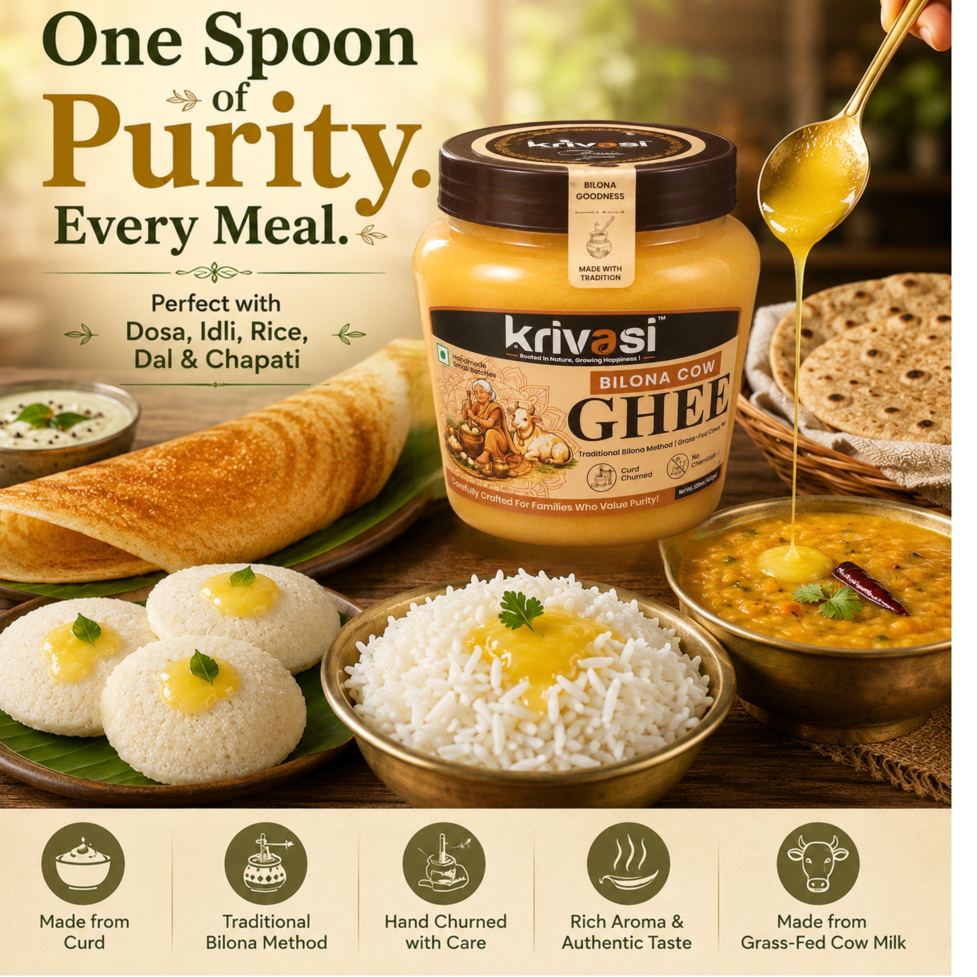 Deal of the Day: ₹Save 301 + Long Spoon Free | 1.5L Liquid Gold Village- Grandma’s Bilona Pure Cow Ghee