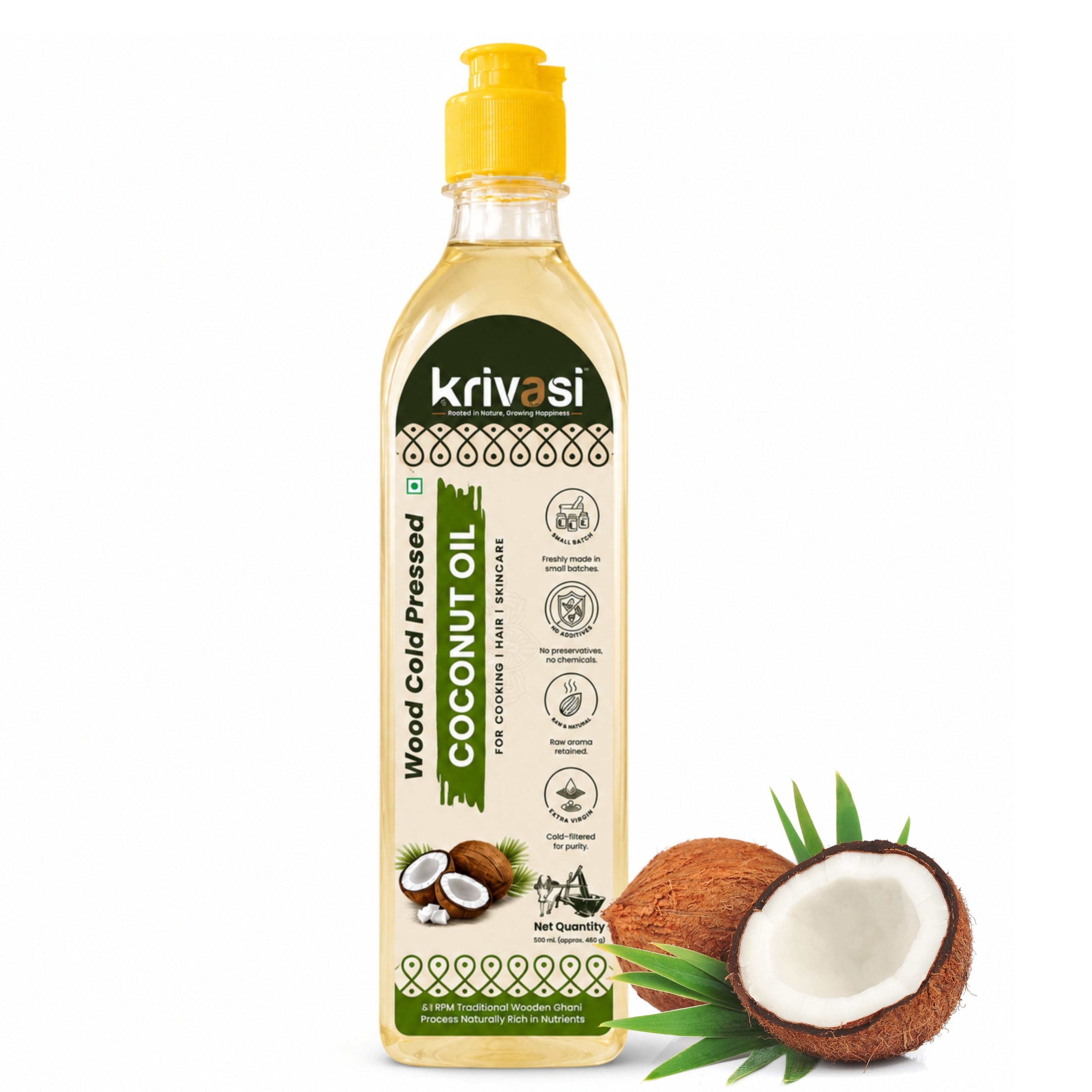 Wood Cold Pressed Coconut Oil for Cooking, Skin & Hair care - 1000 ml
