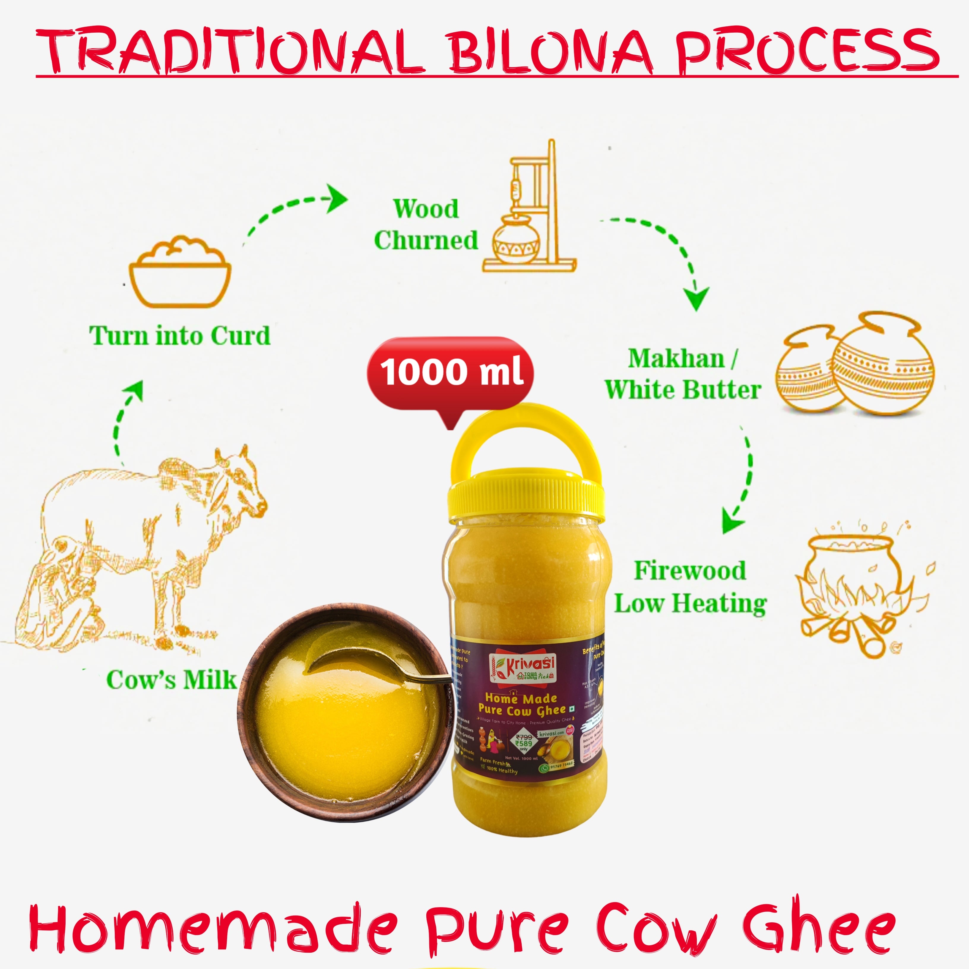 Deal of the Day: 1.5L Liquid Gold Village- Grandma’s Bilona Pure Cow Ghee