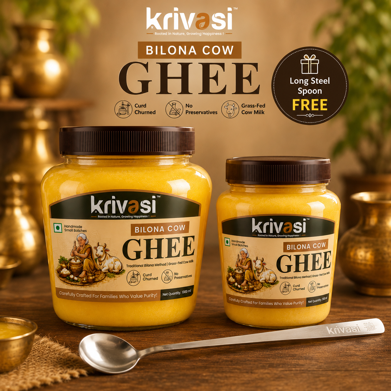 Deal of the Day: ₹Save 301 + Long Spoon Free | 1.5L Liquid Gold Village- Grandma’s Bilona Pure Cow Ghee