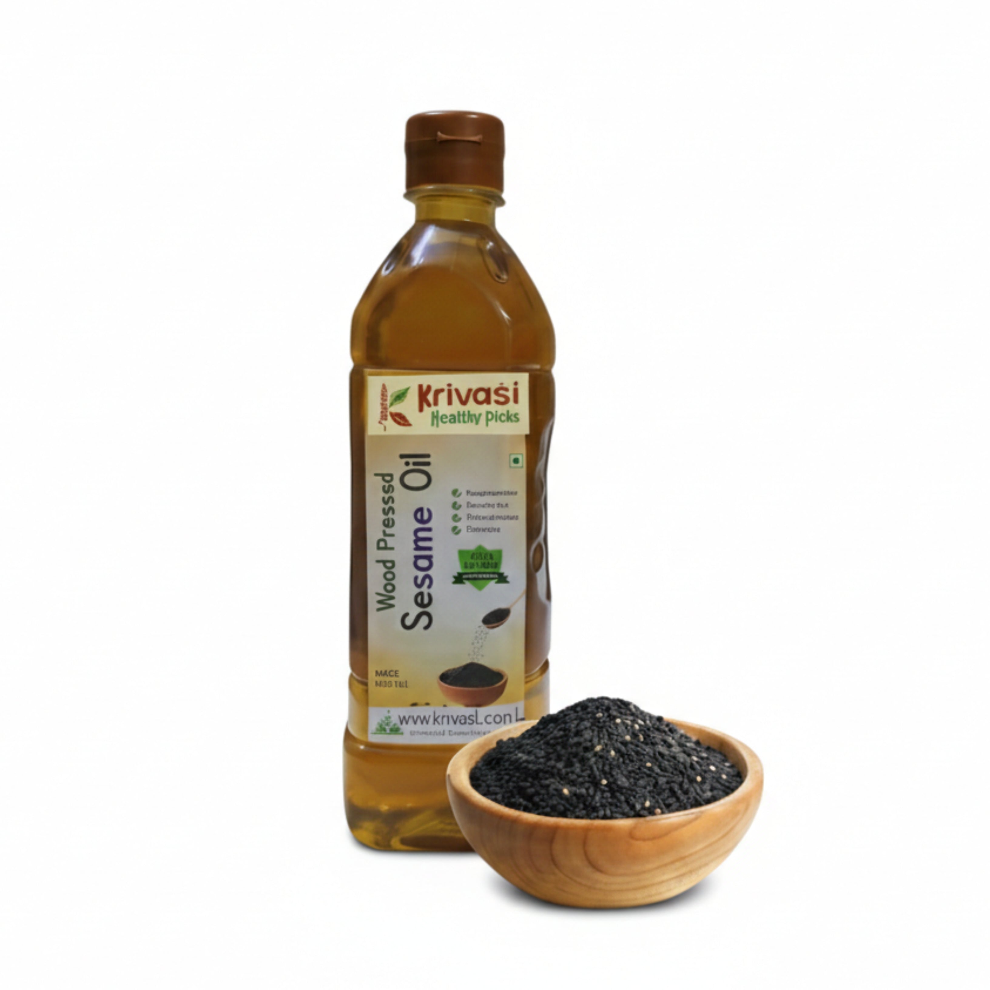 Wood Pressed Pure Sesame (Gingelly) Oil 500 ml – Lab Tested & 100% Natural Extracted on Wooden Churner